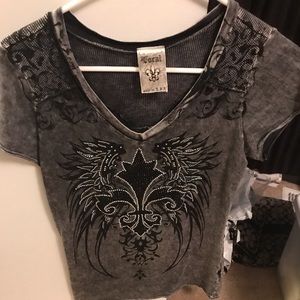 Black Rhinestone Embellished Tshirt
